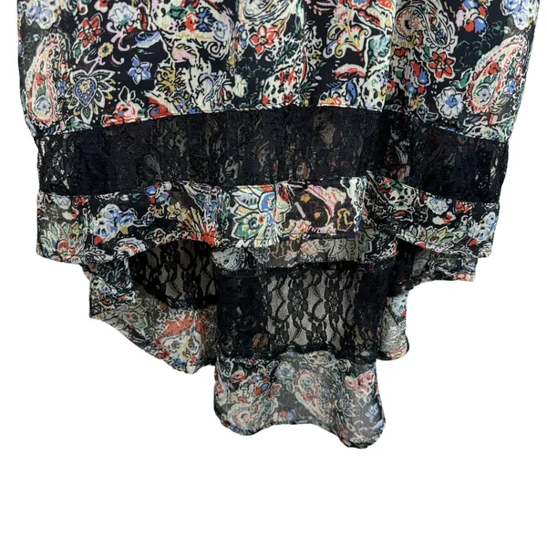 Band‎ of Gypsies Paisley Print Long Sleeve Square Neck Lace Hi Low Dress Size S - Image 4