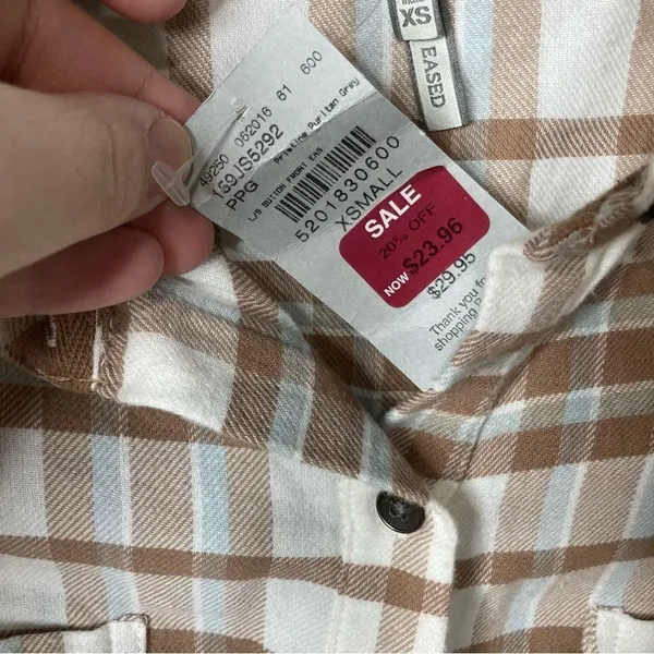 NWT BKE plaid flannel button down shirt‎ size XS - Image 4