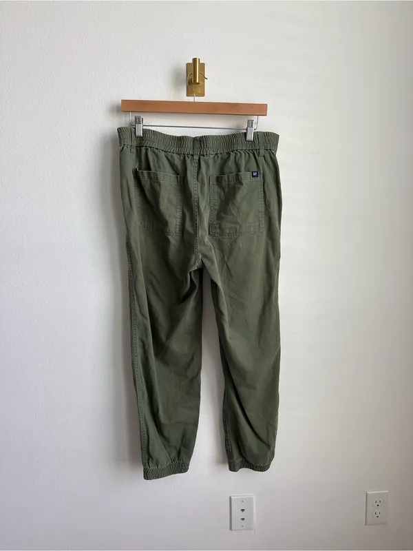 Gap Mid Rise Utility Twill Jogger Pants Olive Green Medium - Image 7