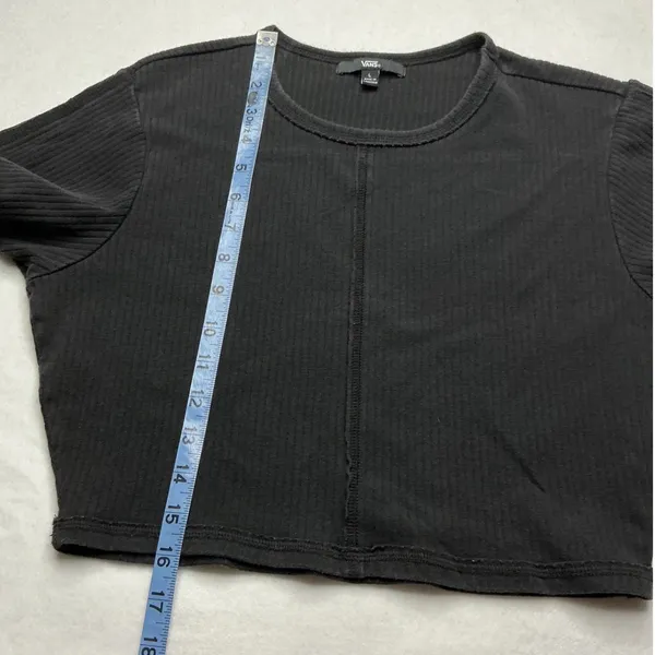 Vans Womens Ribbed Short Sleeve Crop Top Black Size L - Image 5