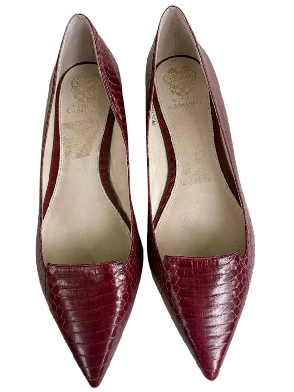 EUC Vince Camuto Leather Pointed Toe Flats Burgundy Size 12 - Image 2