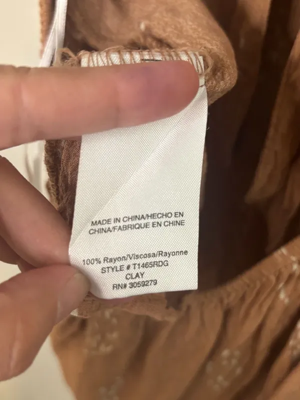 Thread & Supply Rust Brown Print Tiered Spaghetti Strap Top Size Small - Image 6