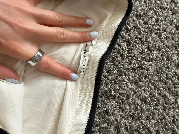 Abercrombie & Fitch Cream Maxi Knit Skirt with Black Stripes - Image 3
