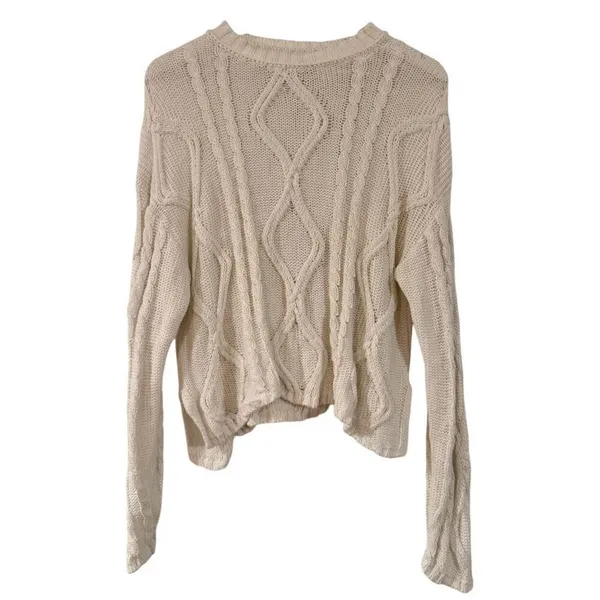 Wild Fable white cotton cableknit sweater size xs Cabincore - Image 9