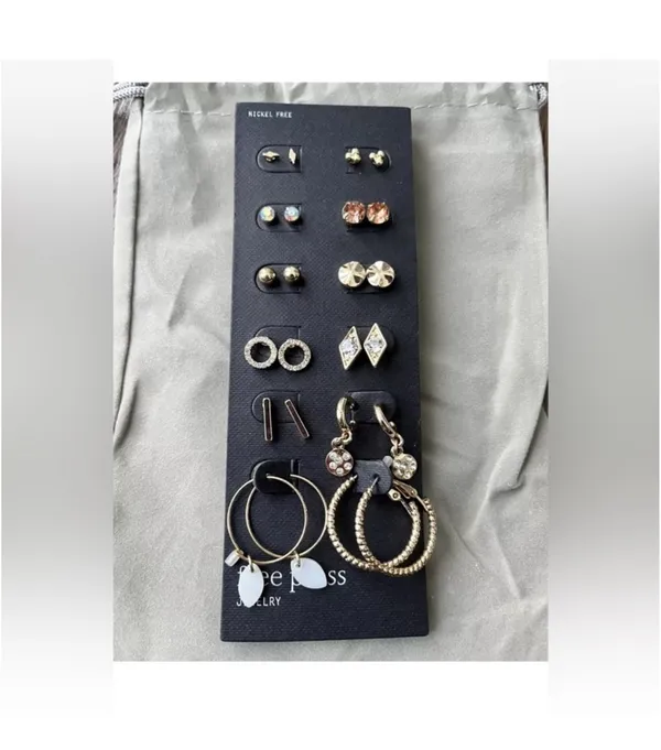 NWT Free Press Set of Earrings, 12 Sets, Golden Variety, Nickel Free - Image 6