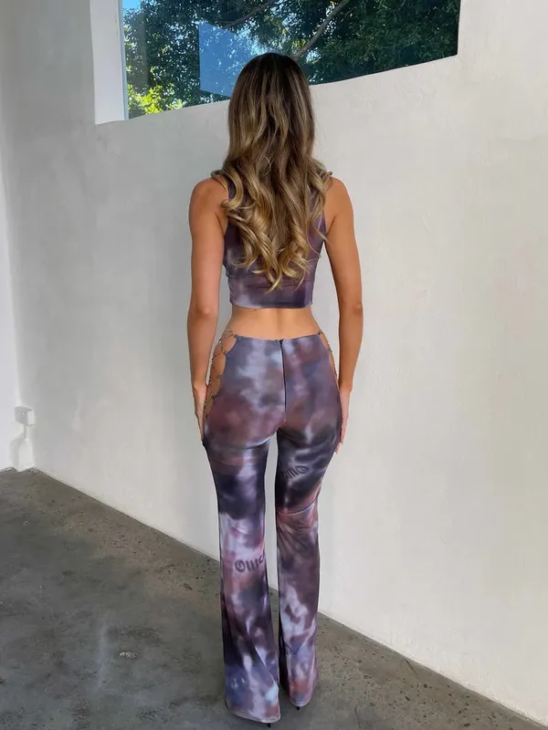 Outcast Clothing 2 Piece Set Zafira Crop Top Abstract Autumn Size L Zafira Pants Abstract Autumn Size M - Image 2