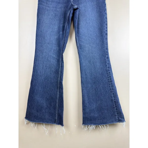 Zara Jeans Womens Blue Size 6 Denim Flare High Rise Raw Hem Medium Wash - Image 3