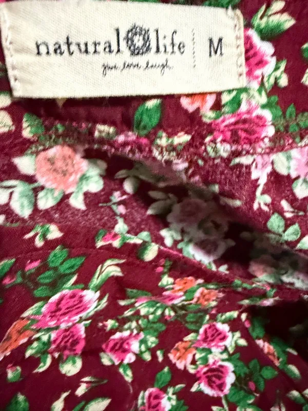 Natural Life floral red rose babydoll cottagecore mini dress medium . - Image 6