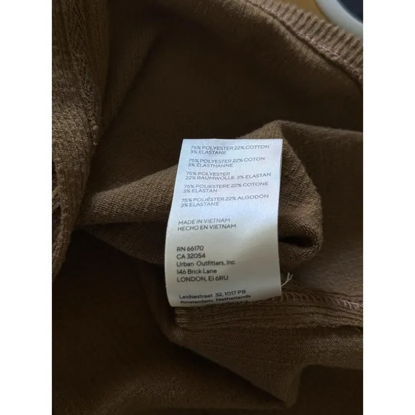 We The Free People Gia Cardi Long Ribbed‎ Sweater Dress Size Small Brown Tan - Image 7