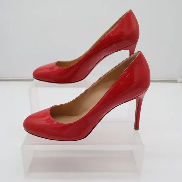 Christian Louboutin Punch Dolly Pump Womens 7.5 Red Patent Leather Stiletto Heel - Image 2