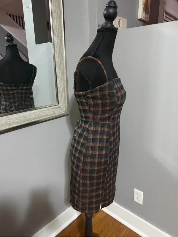 Altar’d State Plaid Academia Old Money Mini Bodycon Tank Dress Size Small - Image 5