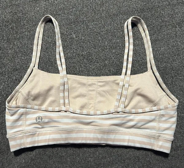 Lululemon Straight Up Bra Sz 6 Narrow Bold Stripe White Naked Light Support C/D - Image 2