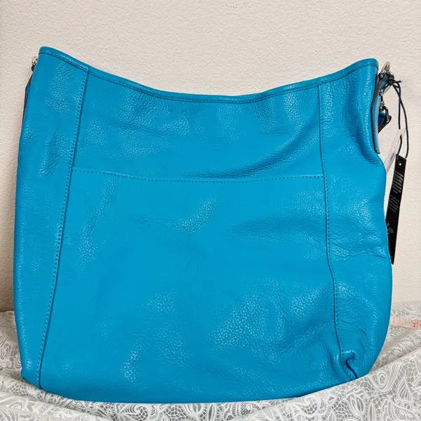 Aimee Kestenberg Auburn Hobo Pebbled Leather Bag Deep Sea Blue Turquoise NWT - Image 4
