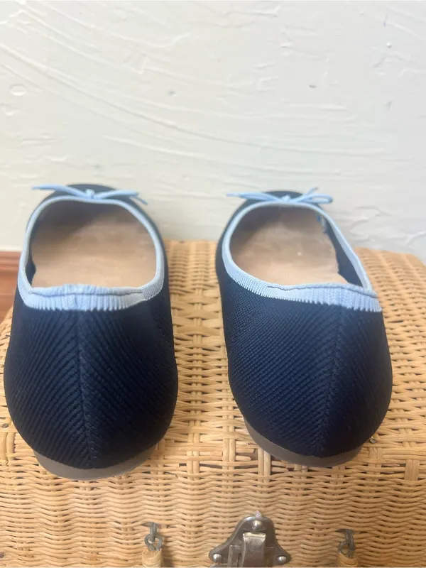 Vionic Klara Navy Blue Ballet Flats with Light Blue Trim size 9.5 - Image 4