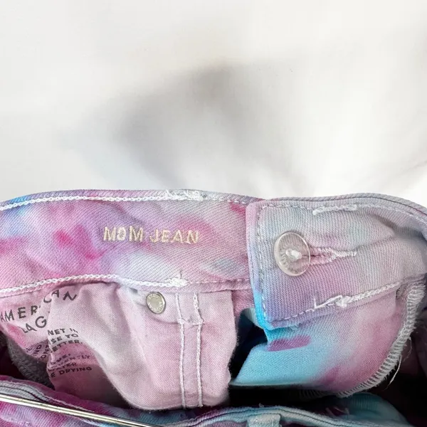American Eagle Size 16 Jeans Handmade Tie Dye Mom Jeans‎ Pink Blue High Rise 974 - Image 11