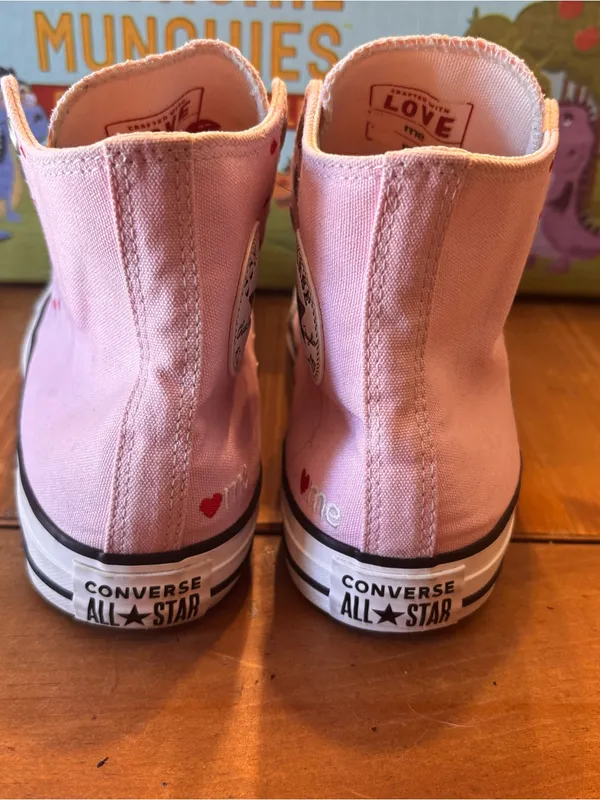Converse womens Chuck Taylor high embroidered lips sneakers pink 10 - Image 3