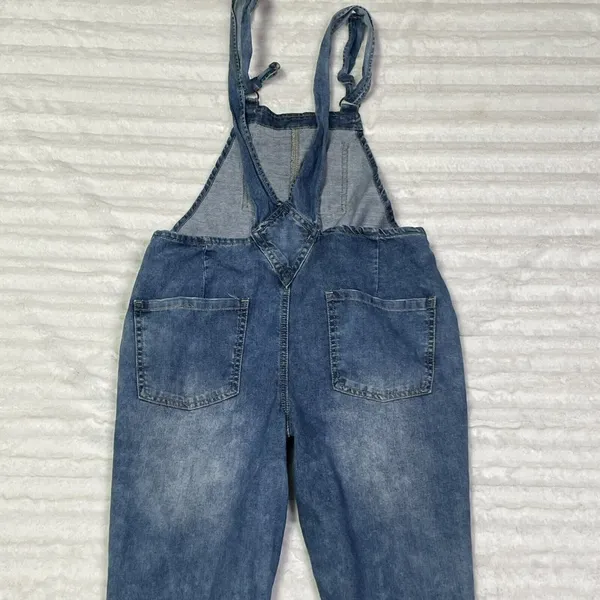 Forever 21 Overalls Size 26 or‎ Small Medium Wash Distressed Denim - Image 2