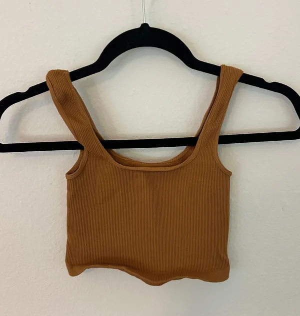 Free People Movement Tan Happiness Runs Square Neck Crop - Image 3