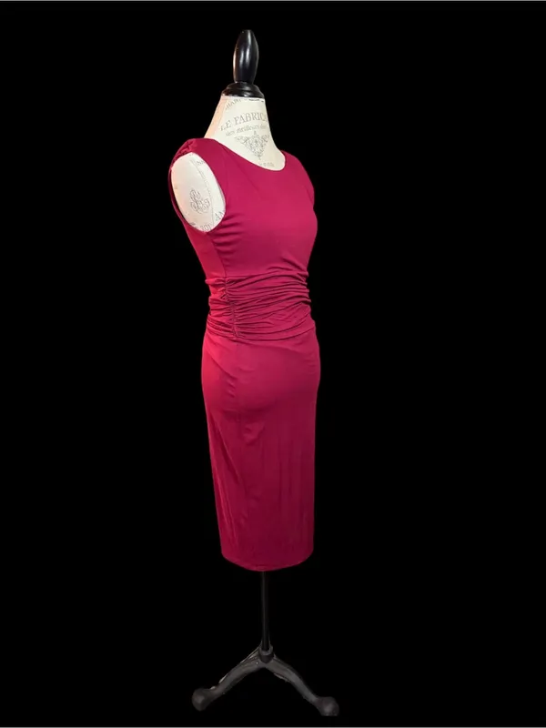 VENUS Sleeveless Ruched Midi Dress - Berry - Image 2