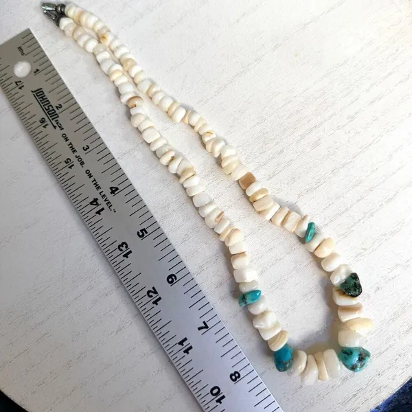 Shell & Turquoise Beaded Necklace - Image 4