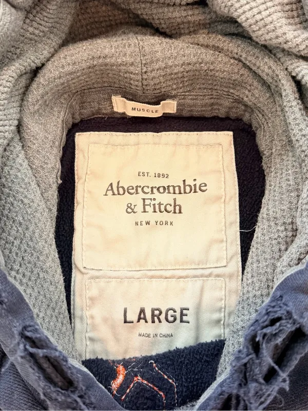 Abercrombie & Fitch Y2K Vintage Distressed Muscle Fit Hoodie Size Large - Image 6