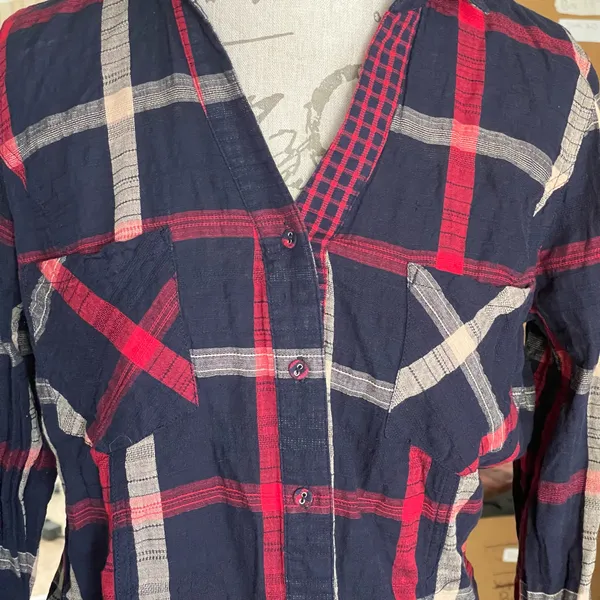 Skies Are Blue Button Plaid Down Shirt - Image 7