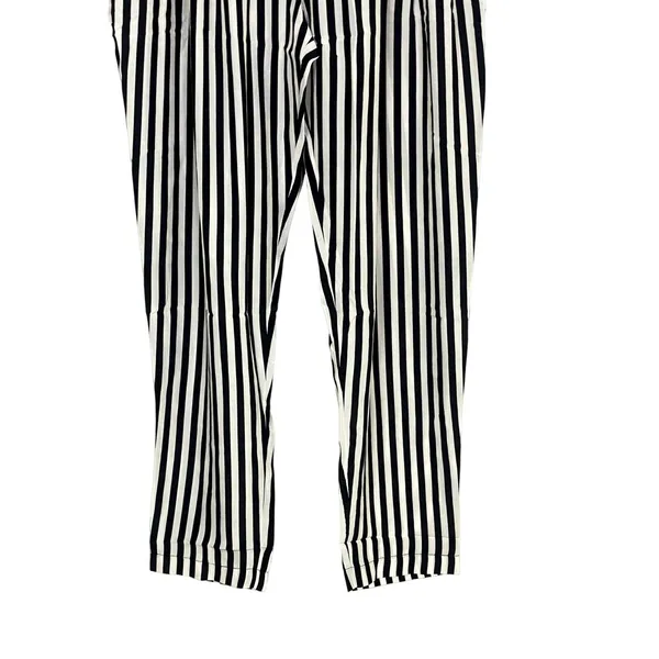 NWT Sans Souci Striped Lightweight Satin Feel Trouser Ankle Pant M Black White - Image 4