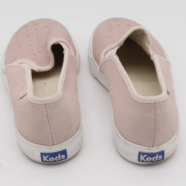 Keds Sneakers Womens 7.5 Pink Suede Eyelet Slip On Good - Image 4