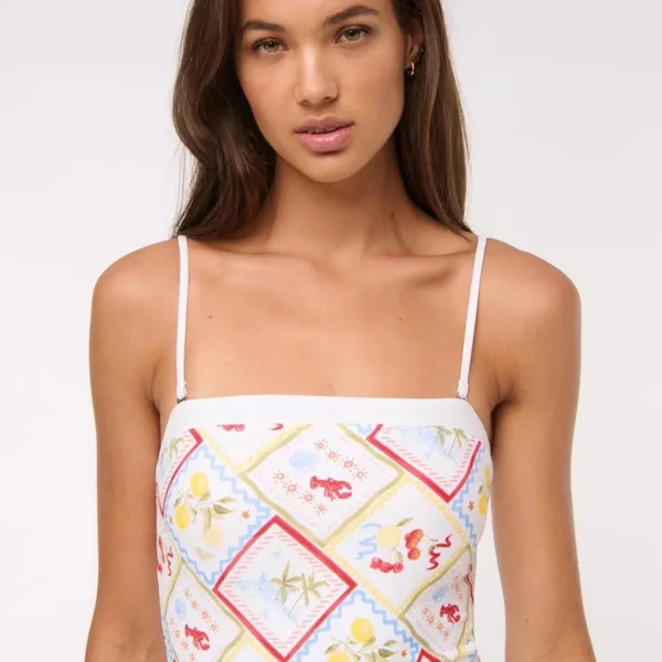 NWT Abercrombie & Fitch Marina Tile Print One Piece Swimsuit in White - XL - Image 2