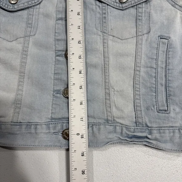Forever 21 Denim Trucker Jean Jacket Womens Size M Button Up Long Sleeve Blue - Image 8