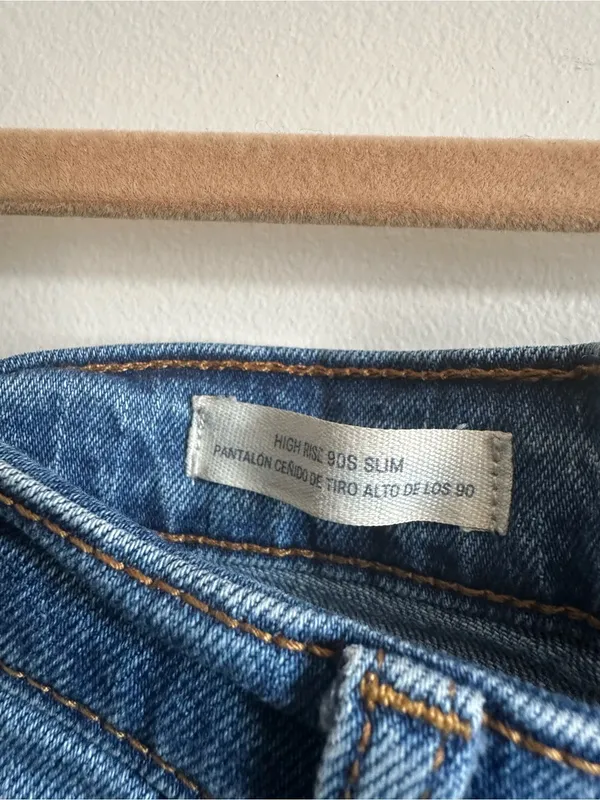 Universal Thread High Rise 90s Slim Button Fly Jeans Raw Hem Womens 12 Blue - Image 4