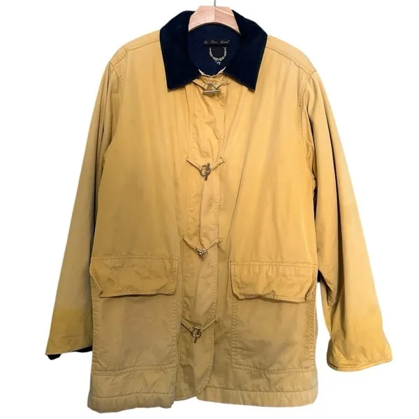 Les Deux Ancres Vintage Women’s L Tan Navy Blue Corduroy Gold Toggle Barn Jacket - Image 2