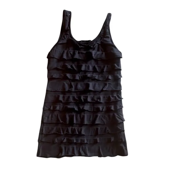 Love On A Hanger Tank Top Womens Black Layers Ruffled Flowy Chic Size L‎ XL - Image 2
