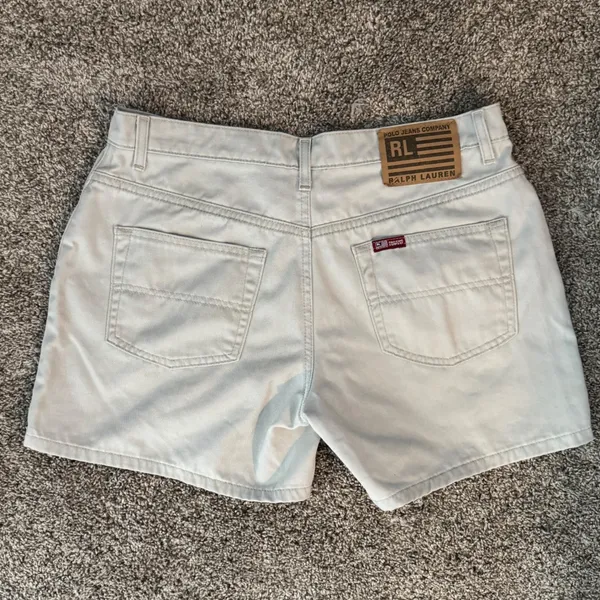 Vintage Polo Jeans Co Ralph Lauren Saturday Shorts Womens 10 White Denim Y2K - Image 2