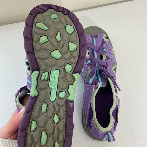 EUC Merrell women's purple hook loop strap hydro hiker hiking sandals shoes 6 - Image 5