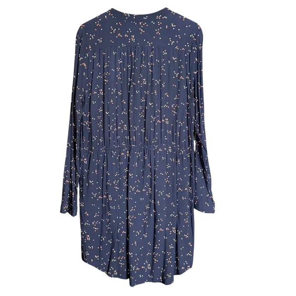 Gap Womens Size Medium Navy Blue Polka Dot Tie Waist Shift Dress Long Sleeve - Image 3