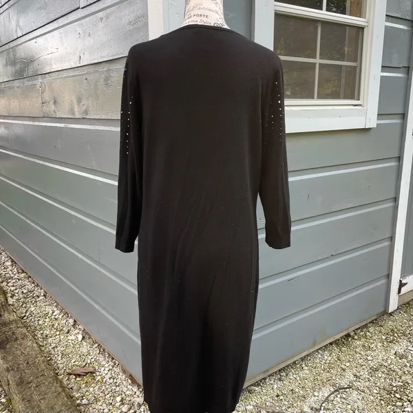 Ann Taylor Black Long Sleeve Rhinestone Sweater‎ Dress - Image 2