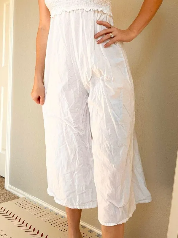 ASOS White Smocked Jumpsuit - Image 3