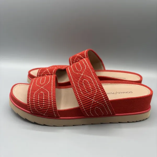 Donald Pliner Cait Sandals Size 9 Red Wedge Slides Summer Tomato Girl Mules - Image 5