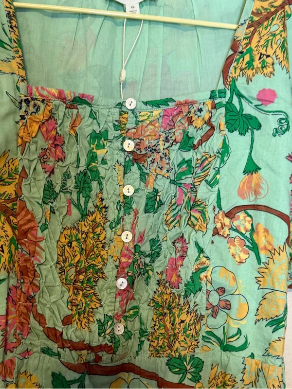 DownEast Green Hazel Floral Tiered‎ Midi Dress Size XL - Image 5