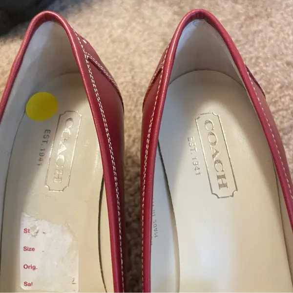 Coach Cicely Heel Loafers Womens Size 7 B Cherry Red Leather Stacked 2 3/4 Heel - Image 3