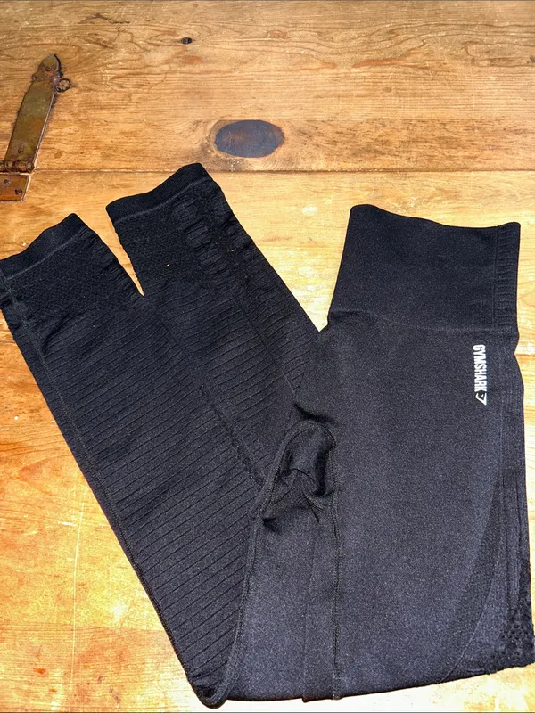 Gymshark Black Seamless 7/8 Leggings Cutout Mesh Ribbed High Waist XS - Image 6