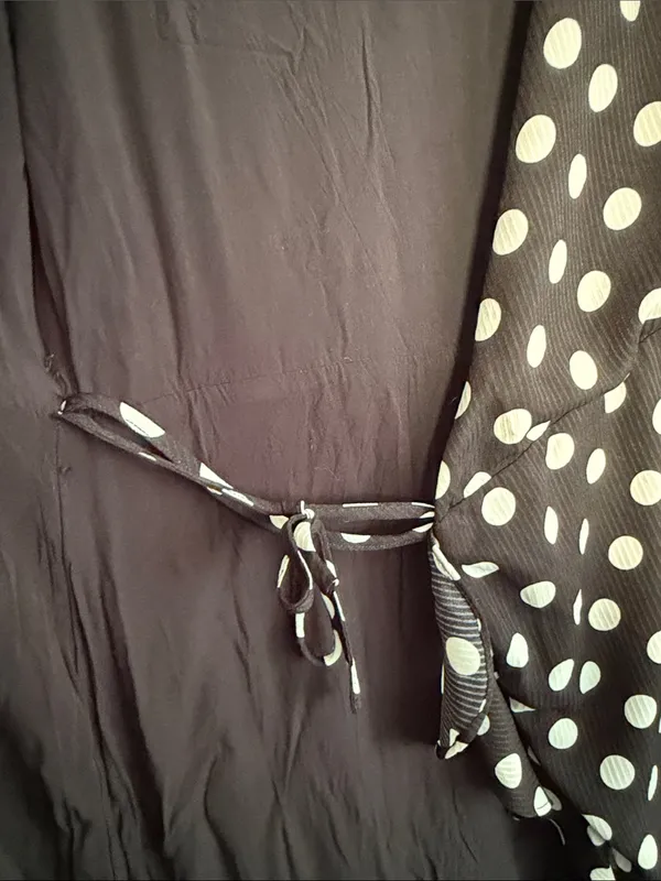 IF BY SEA‎ Black White Polka Dot Wrap Maxi Dress Medium - Image 6