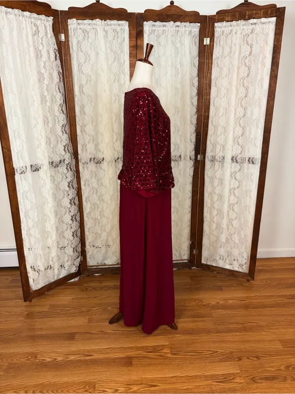 Beautiful Grace Karin Burgundy Mother of the Bride Gown - Image 5