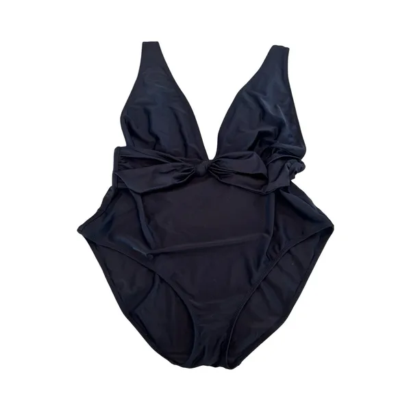 Aerie Womens Black Plunge Front Tie‎ One Piece Swimsuit Full Coverage XL NWT - Image 2