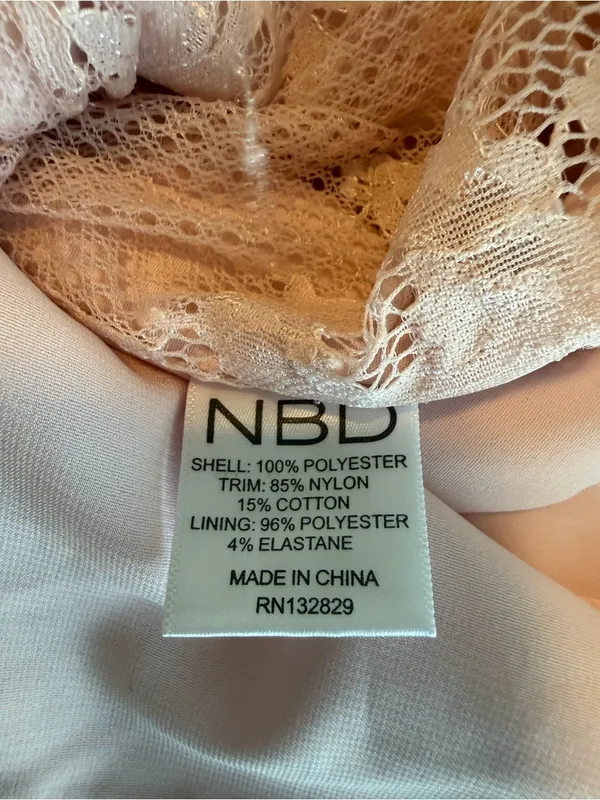 NBD Revolve Pink Satin Lace Bustier Strapless Homecoming Dress M Asymmetrical - Image 7