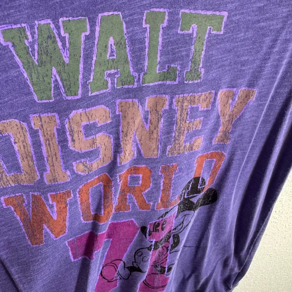 Disney Park Walt Disney World 71 Mickey Mouse Purple V-Neck Graphic Tee Womens M - Image 3