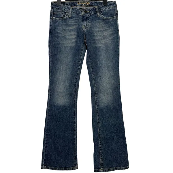 American Eagle Skinny Flare Bootcut Low Rise Full Length Jeans Stretch 4 Blue - Image 12