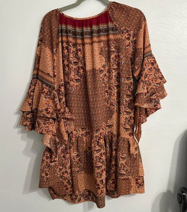Altar'd State Printed Long Sleeve Dress Tunic Shirt | Boho Bohemian | Size Small - Image 2