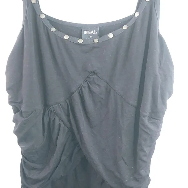 Tribal L Goth Black Studded Swag Tank Top - Image 10